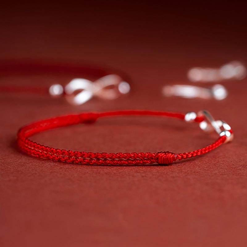 Carmiora 925 Sterling Silber Endless Knot Protection Luck Red String Armband Fußkettchen