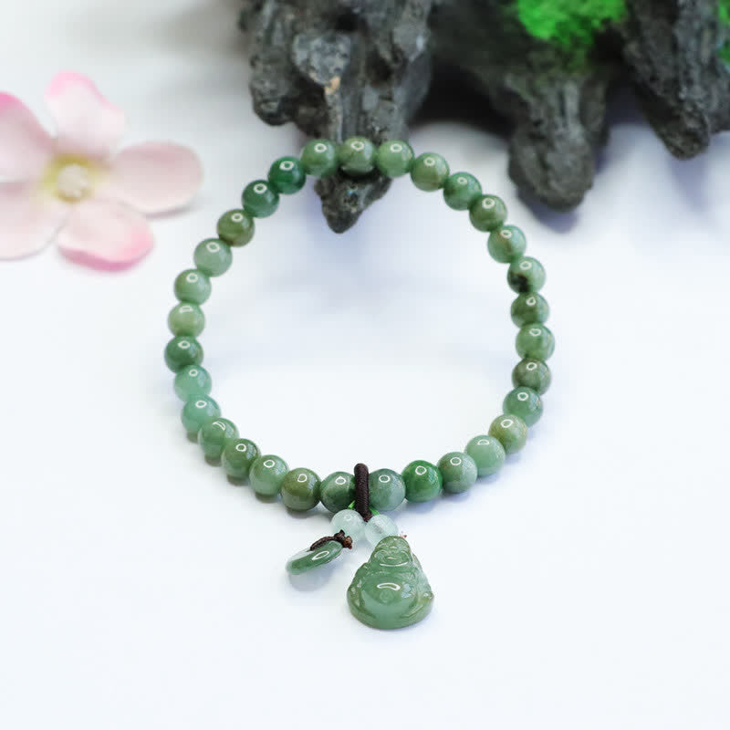 Carmiora Lachender Buddha Cyan Jade Heilarmband