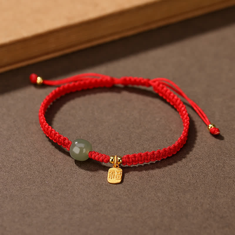 Carmiora 925 Sterling Silber Hetian Jade Segen Reichtum rote Schnur Armband