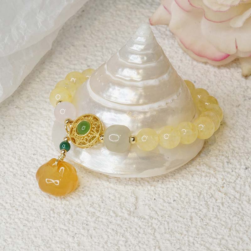 Carmiora natürliches Citrin-Jade-Blessing-Glücks-Kürbis-Charm-Armband