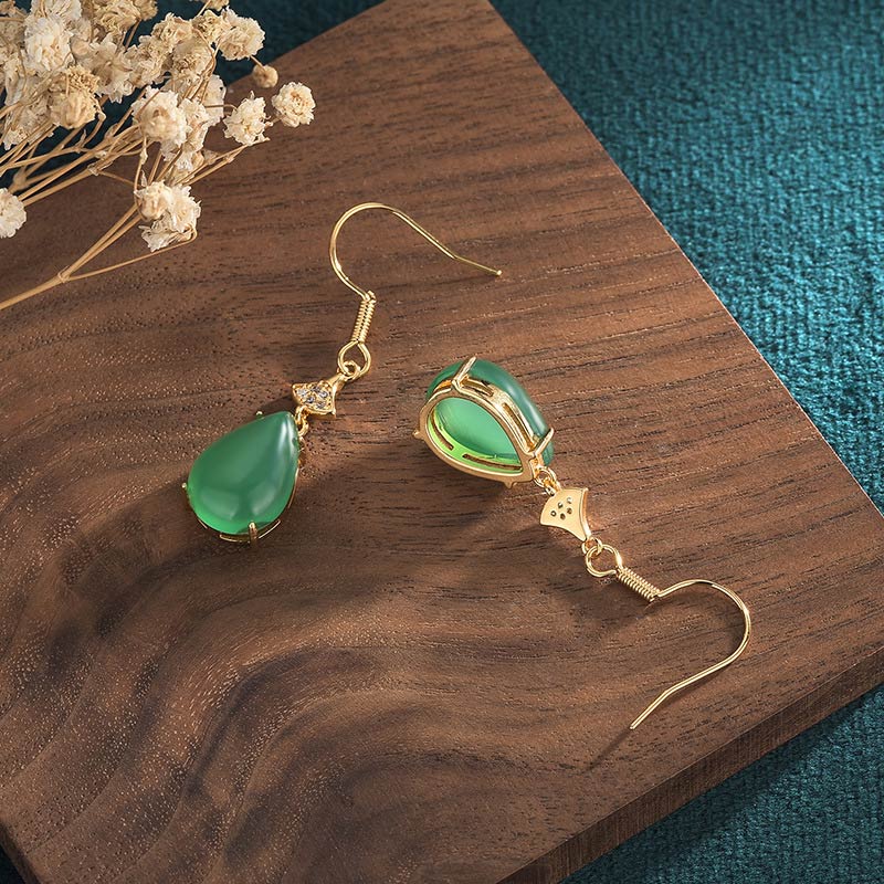 Carmiora Cyan Jade Glückstropfen Ohrringe