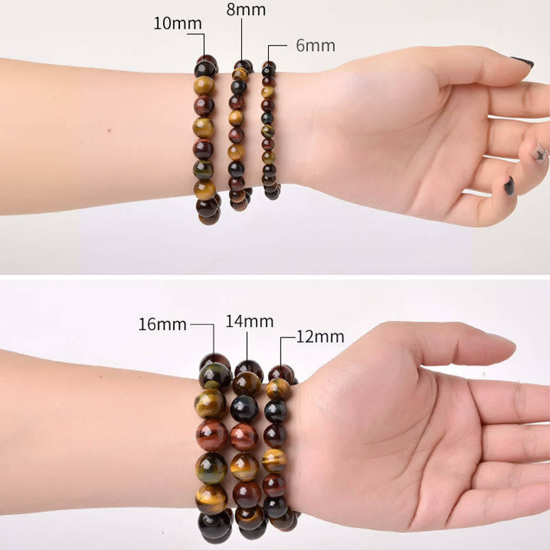Carmiora Natürliches Tigerauge-Positive-Schutz-Armband