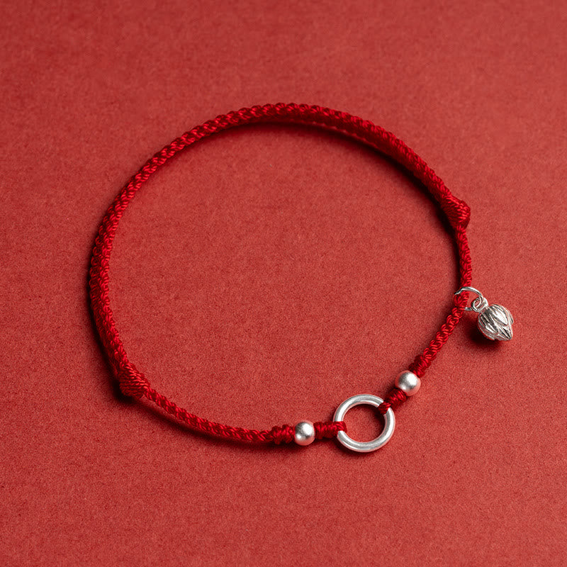 Carmiora Armband aus 925er-Sterlingsilber, Glück, Glück, Frieden, Freude, Lotus, Frieden, Schnalle, rote Schnur