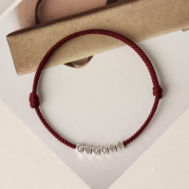 Carmiora Fußkettchen aus 925er-Sterlingsilber, rote Schnur, geflochtenes Armband