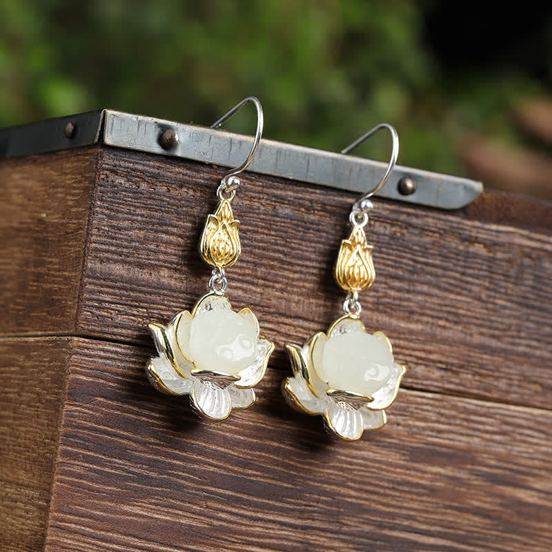 Carmiora White Jade Protection Harmony Drop Ohrringe