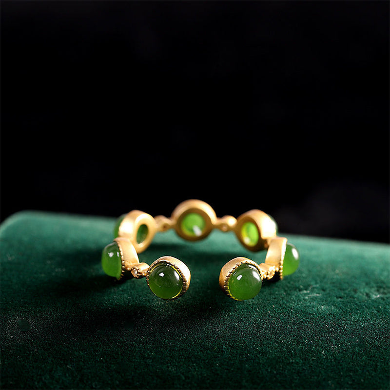 Carmiora Cyan Jade Healing Calm Verstellbarer Ring