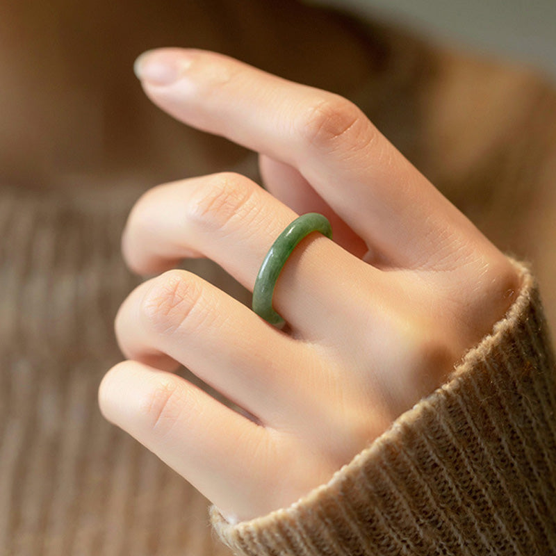 Carmiora Natürlicher Jade-Wohlstands-Überfluss-Ring
