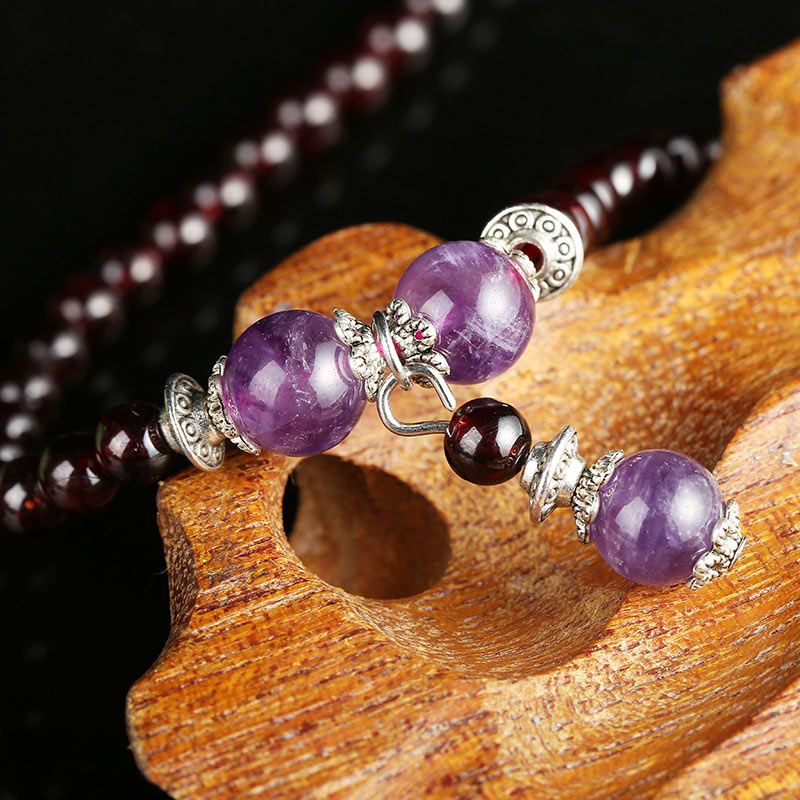Carmiora Natürliches Granat-Amethyst-Schutzarmband