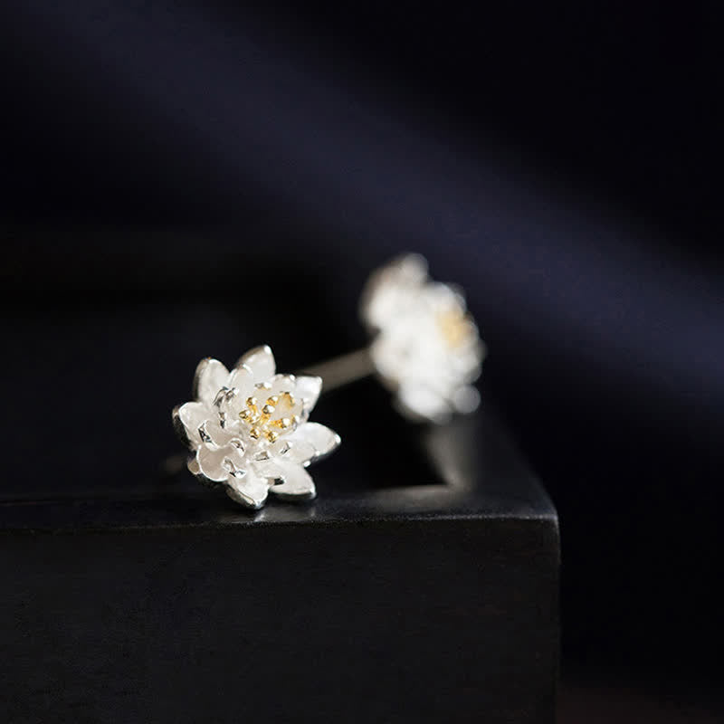 Carmiora 925 Sterling Silber Lotusblüten-Balance-Ohrringe