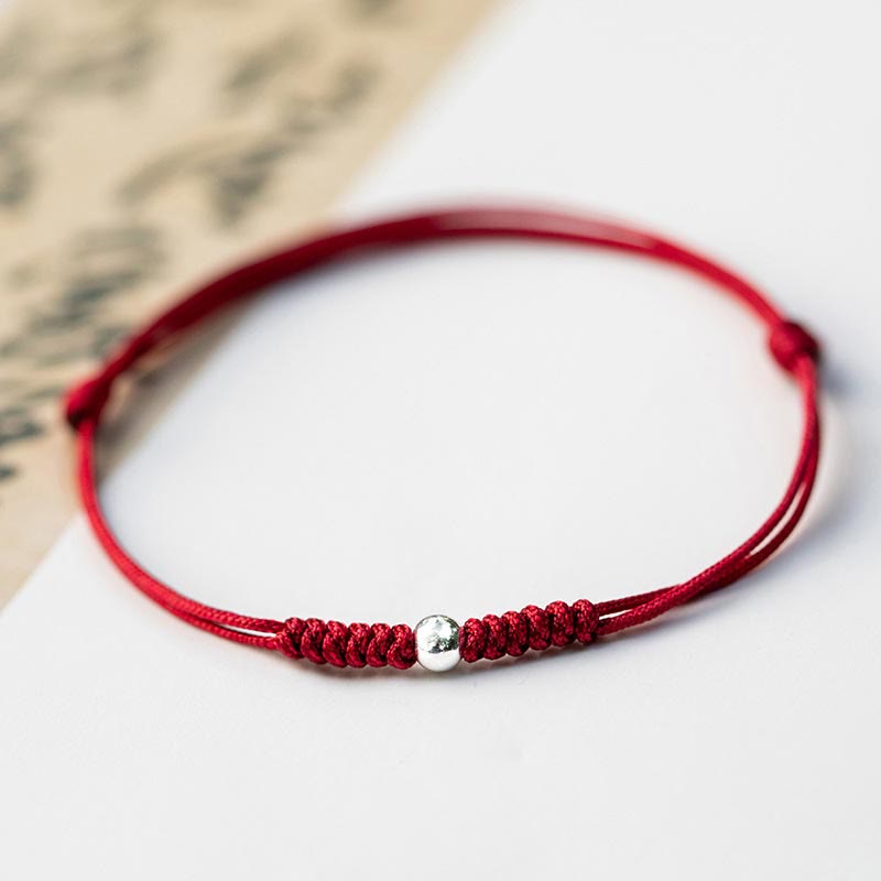 Carmiora 925 Sterling Silber Glücksperlenschutz Rote Schnur Geflochtenes Armband