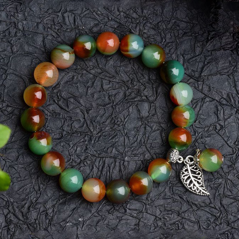 Carmiora tibetisches natürliches grünes Achat-Heilarmband