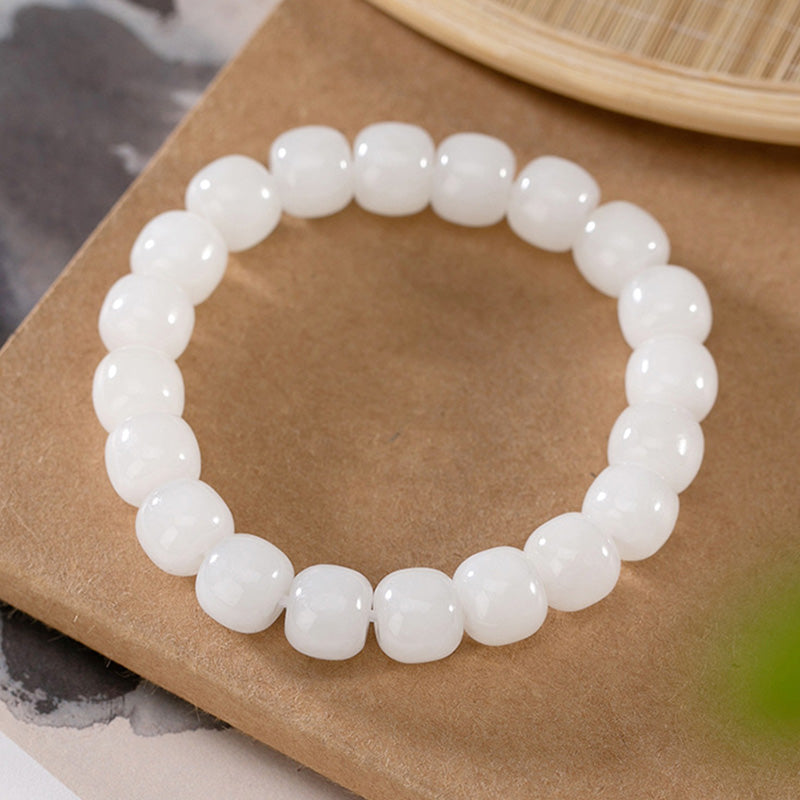 Carmiora Hetian Glückssegen-Armband aus weißer Jade