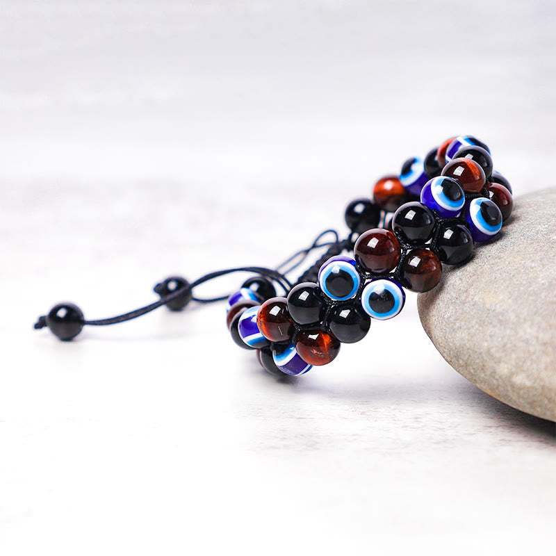 Carmiora Evil Eye Hämatit Tigerauge Schutz Perlenarmband