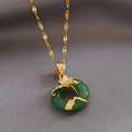 Carmiora Lotus Muster Jade Glück Halskette Kettenanhänger