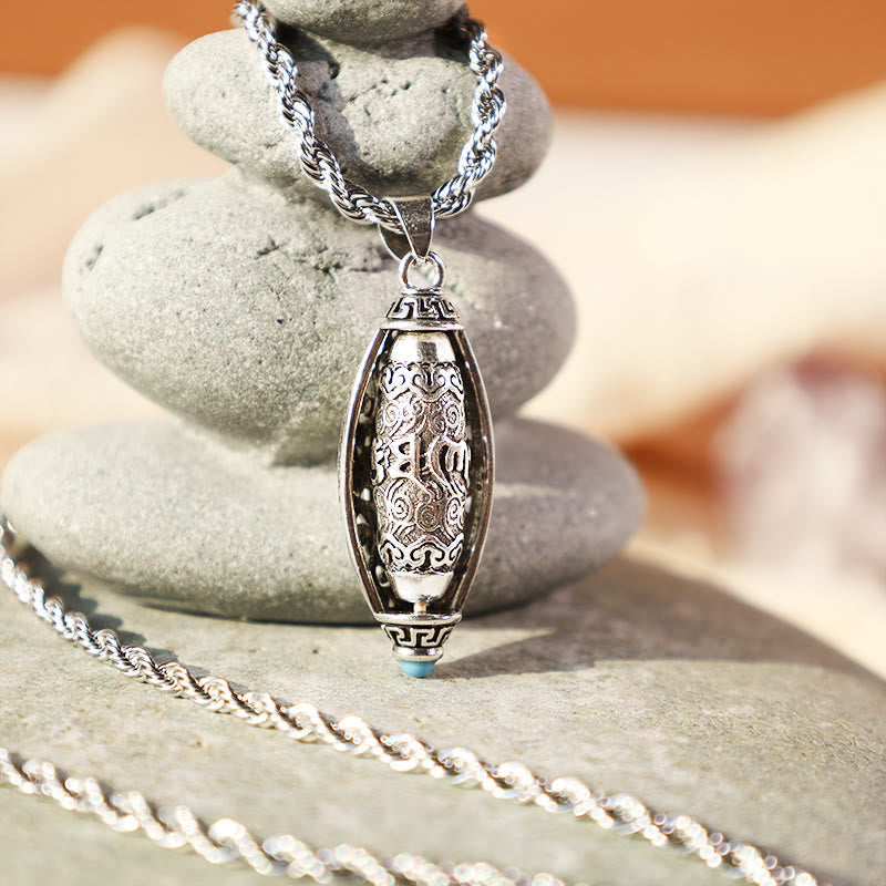 Carmiora Tibet Om Mani Padme Hum Schutz Halskette Drehbarer Anhänger