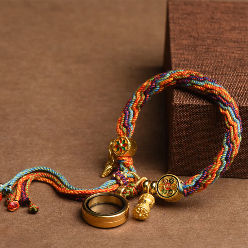 Carmiora tibetisches Om Mani Padme Hum Traumfänger Glück Buntes Reinkarnationsknoten-Schnurarmband