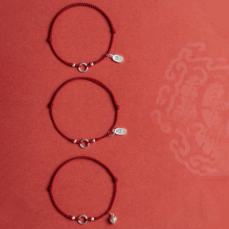Carmiora Armband aus 925er-Sterlingsilber, Glück, Glück, Frieden, Freude, Lotus, Frieden, Schnalle, rote Schnur