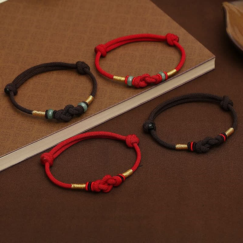 Carmiora Red String Jade Glück Glücksknoten geflochtenes Paararmband