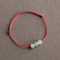 Carmiora Drei Perlen Jade Glück String Weave Armband