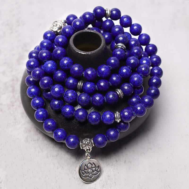Carmiora Lotus Kristallstein 108 Perlen Mala Armband