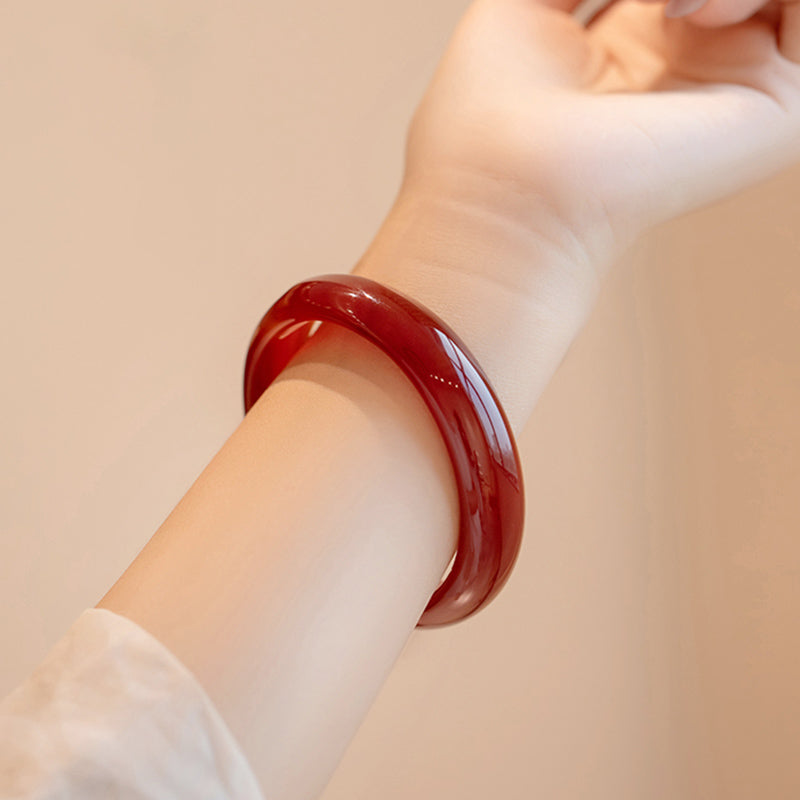 Carmiora Natürlicher roter Achat-Vertrauensarmband-Armreif