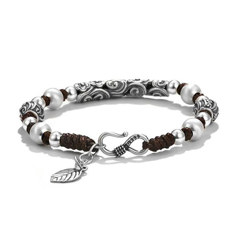 Carmiora Tibet handgefertigtes Kupfer 999 Sterling Silber Glückswolken-Reichtum-Schnur-Armband