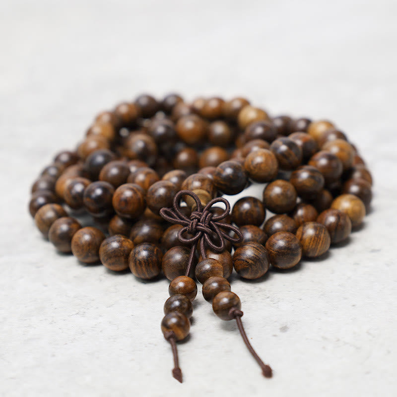 Carmiora 108 Mala Perlen Armband Gebet Meditation Sandelholz Elastisch