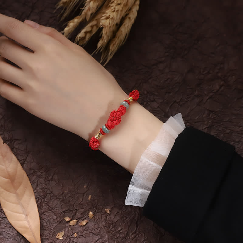 Carmiora Red String Jade Glück Glücksknoten geflochtenes Paararmband