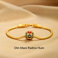 Carmiora Tibetisches 18K Gold Om Mani Padme Hum Lucky Koi Fish Fu Charakter Barren Kupfermünze Friedensarmband