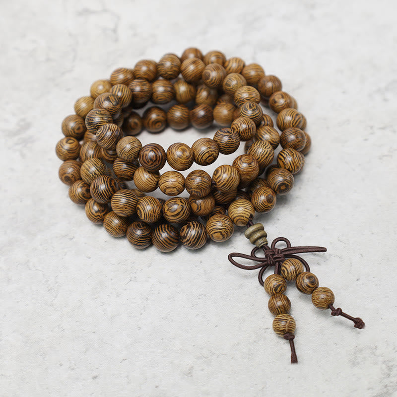 Carmiora 108 Mala Perlen Armband Gebet Meditation Sandelholz Elastisch