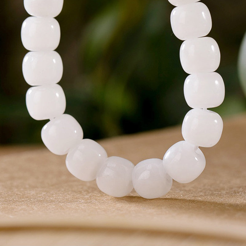 Carmiora Hetian Glückssegen-Armband aus weißer Jade