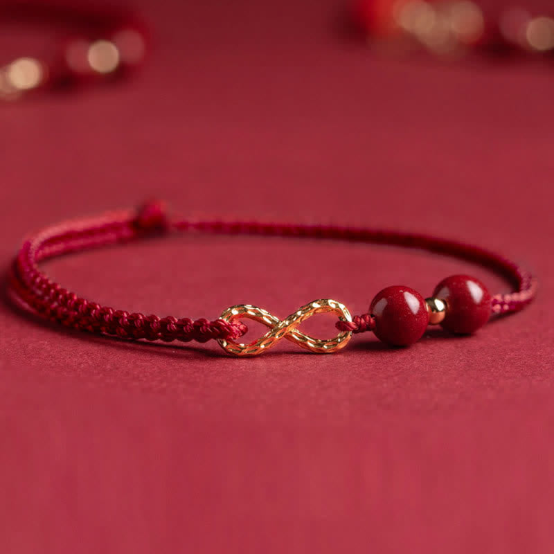 Carmiora Cinnabar Blessing Red String 14K Gold Infinity Symbol Armband Fußkettchen