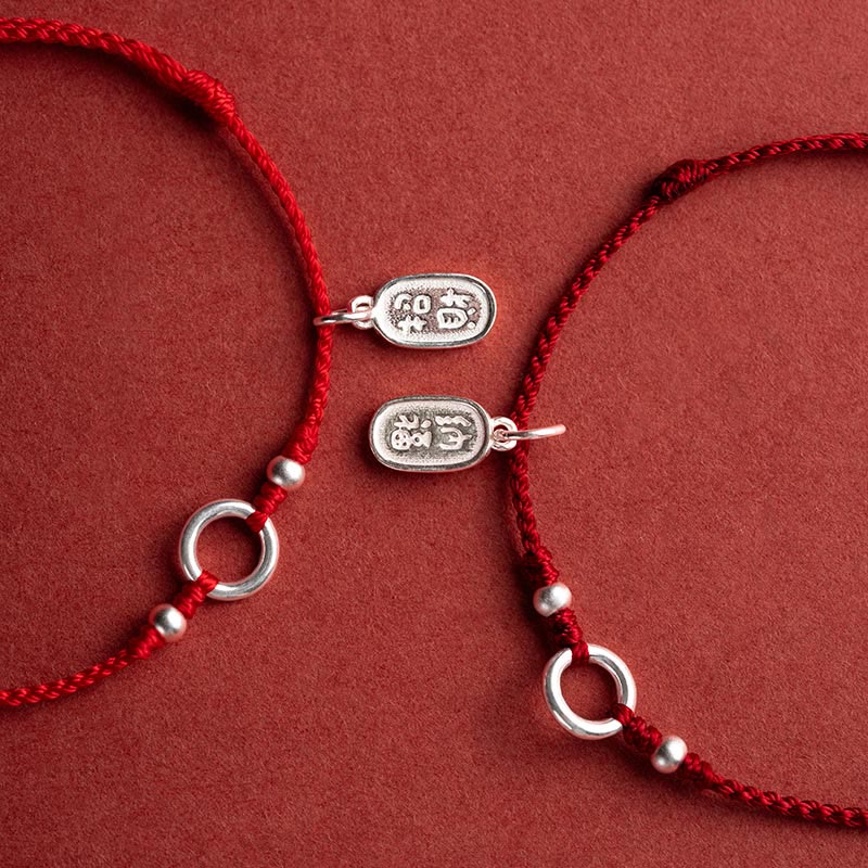 Carmiora Armband aus 925er-Sterlingsilber, Glück, Glück, Frieden, Freude, Lotus, Frieden, Schnalle, rote Schnur