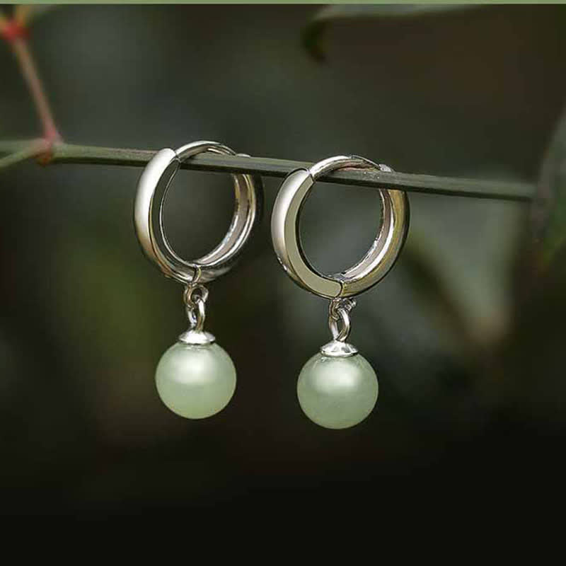 Carmiora Runde Jade Perlen Wohlstand Ohrringe