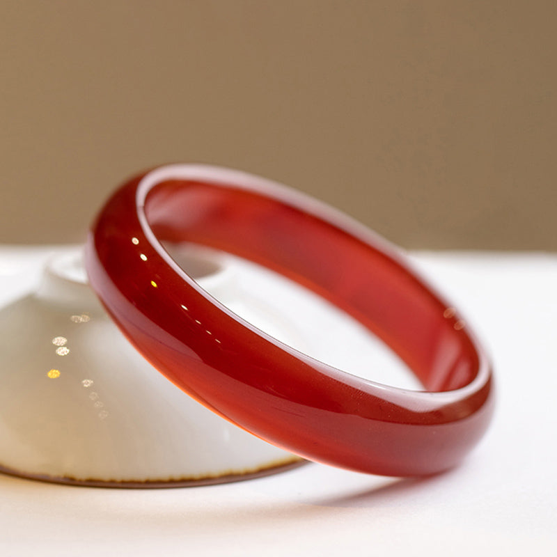 Carmiora Natürlicher roter Achat-Vertrauensarmband-Armreif