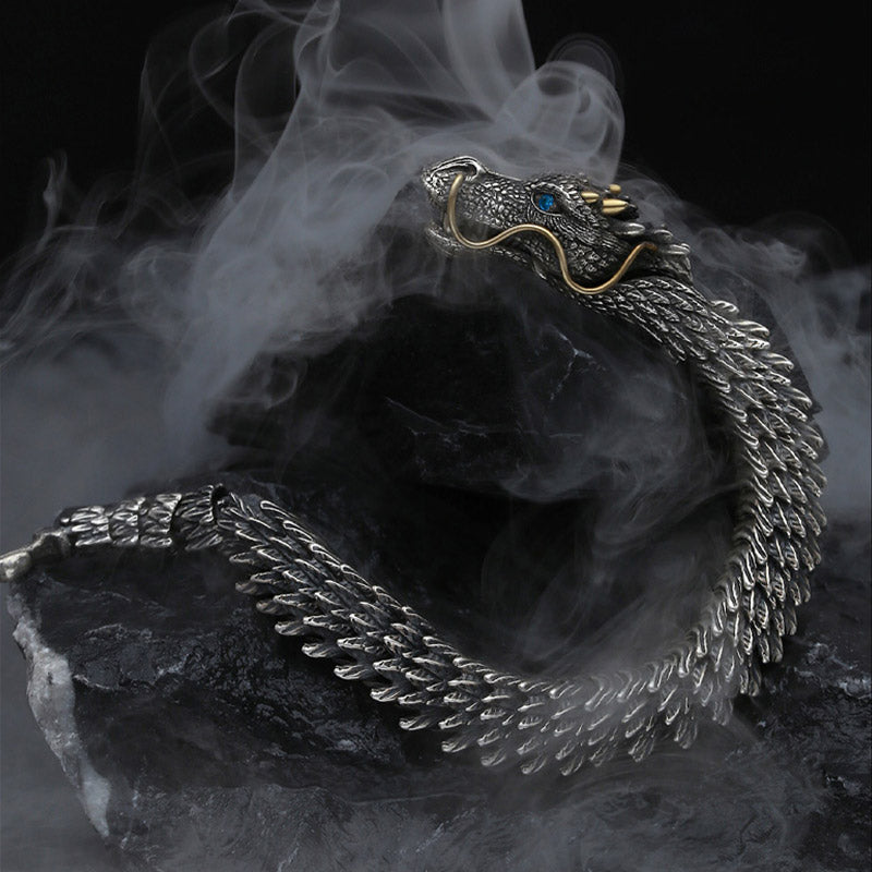 Carmiora Nordischer Drache, handgefertigtes Amulett, Glücksschutz, Kettenarmband