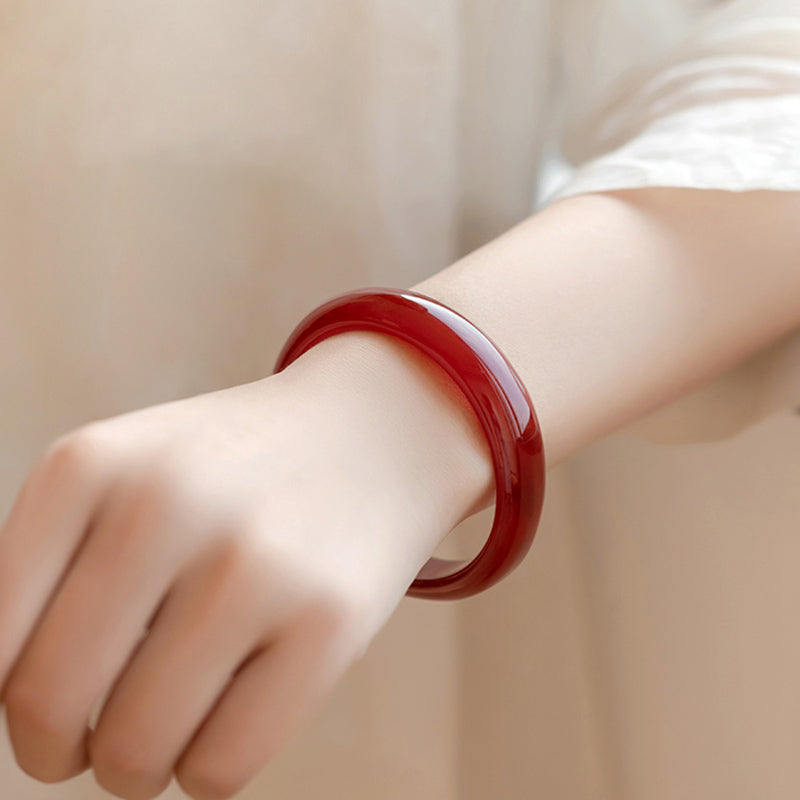 Carmiora Natürlicher roter Achat-Vertrauensarmband-Armreif