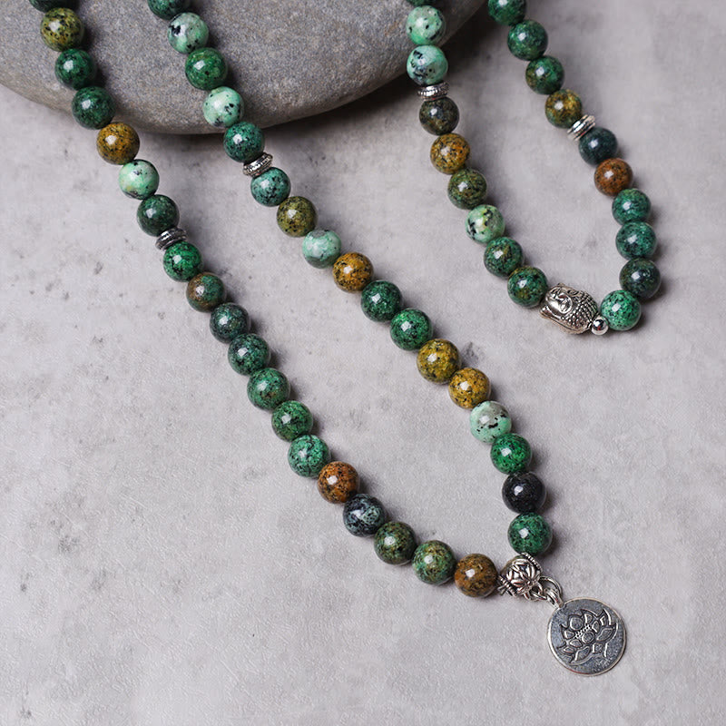Carmiora Lotus Kristallstein 108 Perlen Mala Armband