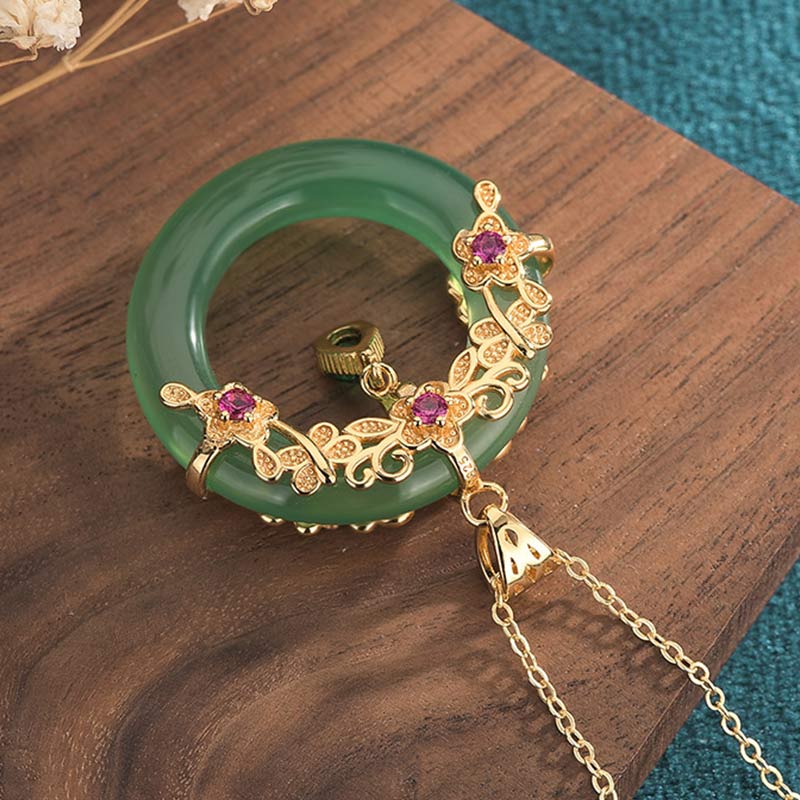 Carmiora natürlicher runder Cyan-Jade-Halskettenanhänger