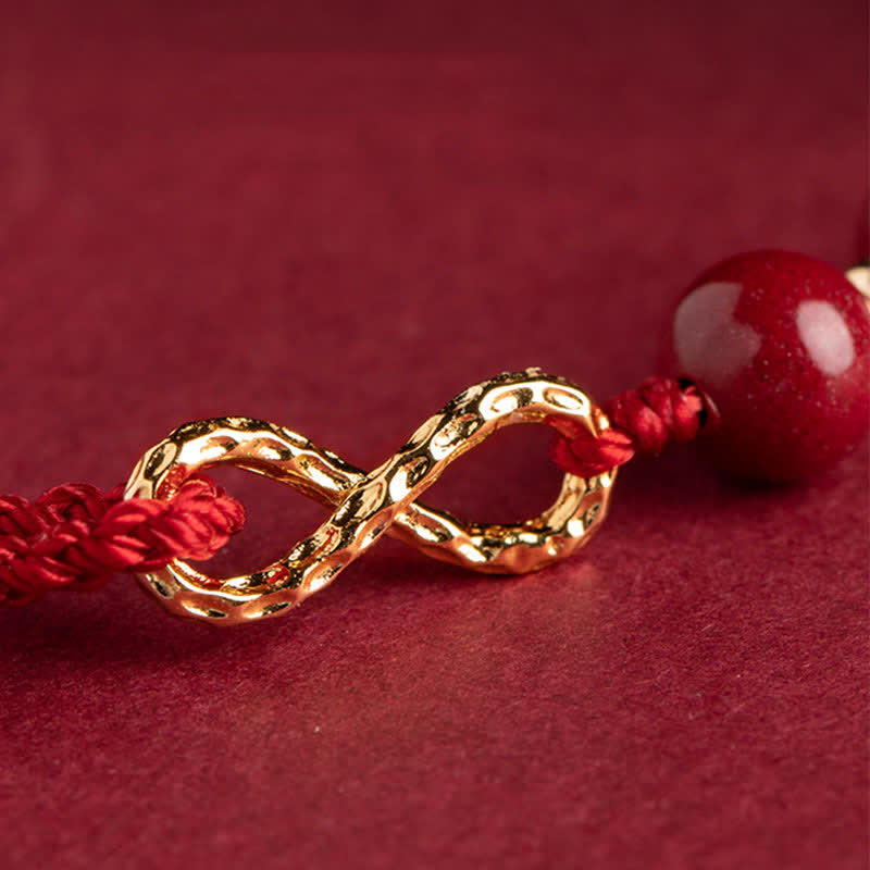 Carmiora Cinnabar Blessing Red String 14K Gold Infinity Symbol Armband Fußkettchen