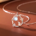 Carmiora 925 Sterling Silber Jahr des Kaninchens Mondstein Mond Blumenmuster Halskette Anhänger Armband Ohrringe