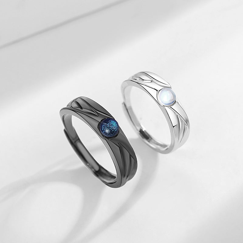 Carmiora Angel Devil Moonstone Charming Love Verstellbarer Paarring