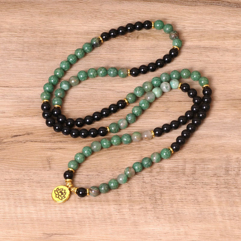 Carmiora Mala-Heilarmband mit 108 Perlen aus natürlichem Achat