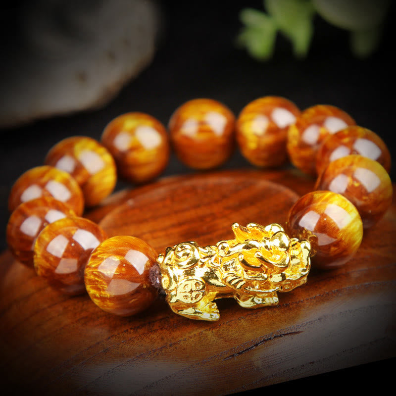 Carmiora Lucky Golden Tiger Eye Abundant Pixiu Armband