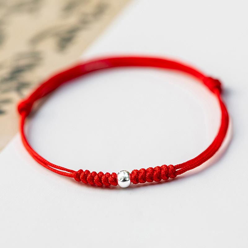 Carmiora 925 Sterling Silber Glücksperlenschutz Rote Schnur Geflochtenes Armband