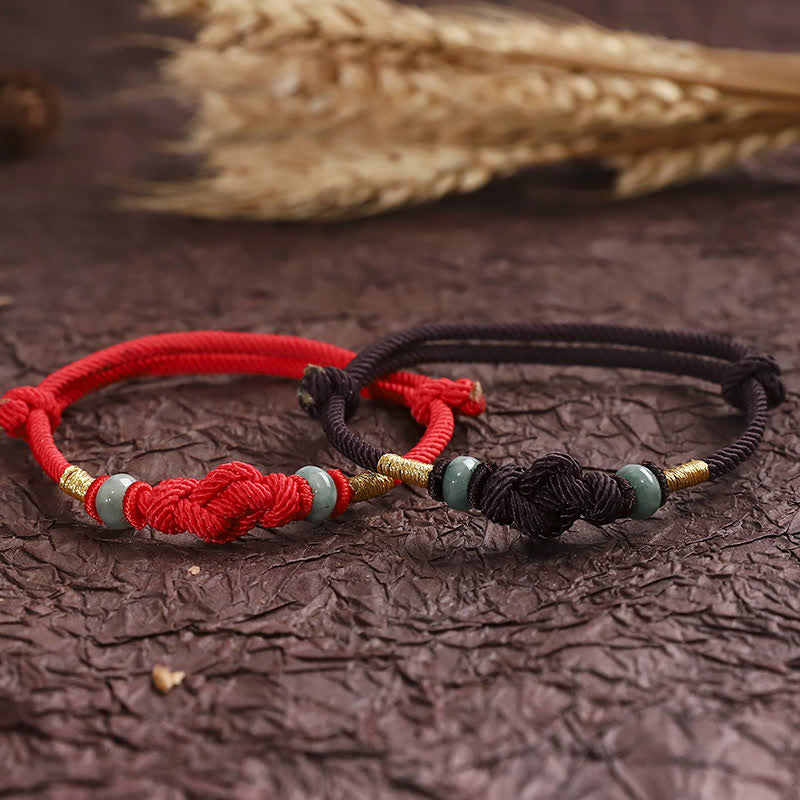 Carmiora Red String Jade Glück Glücksknoten geflochtenes Paararmband