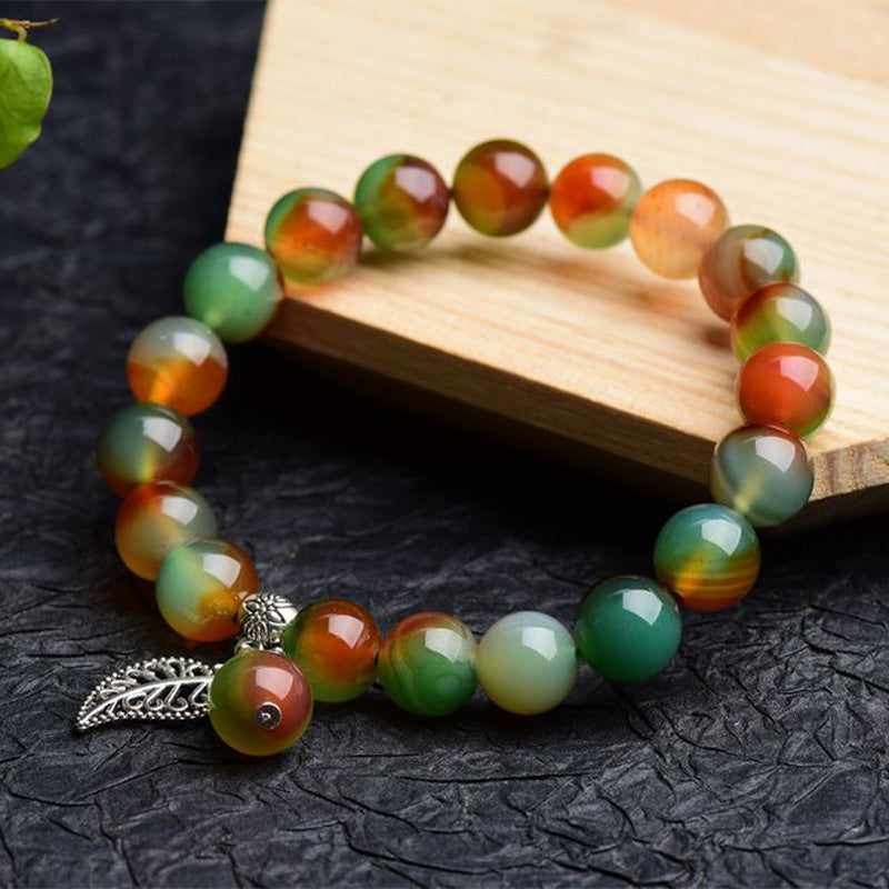 Carmiora tibetisches natürliches grünes Achat-Heilarmband