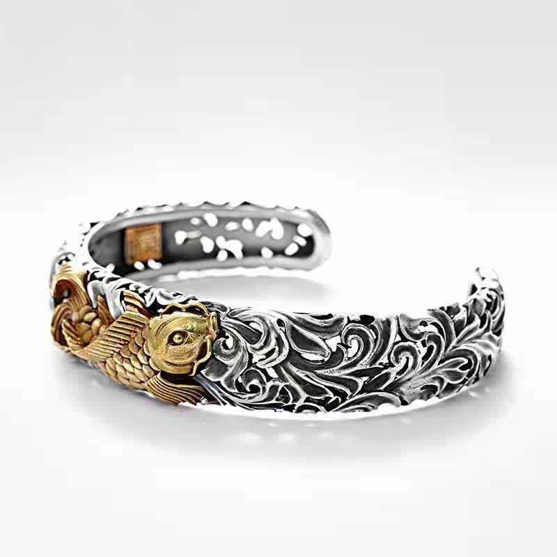 Carmiora Koi Fisch Gras Muster Wohlstand Reichtum Armband Armreif