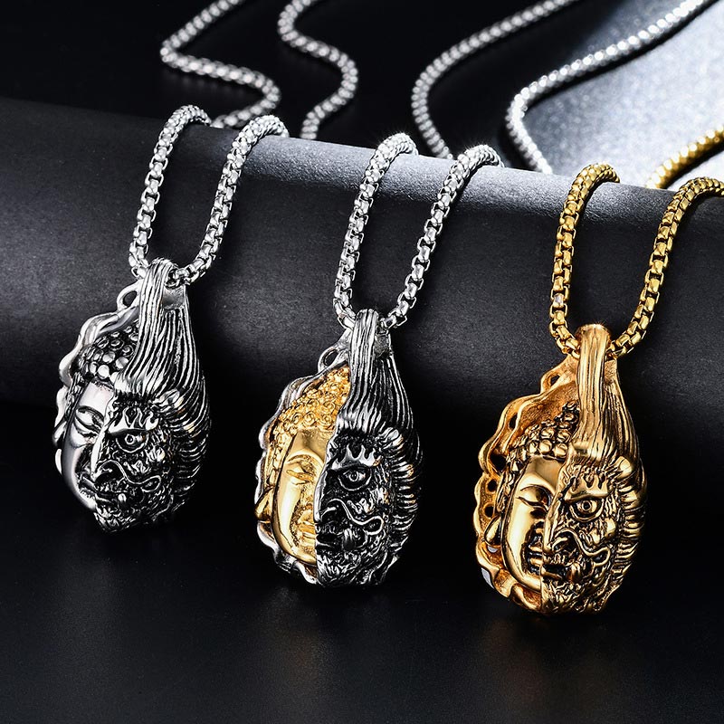 Carmiora Halb Buddha Halb Teufel Kraftvolle Halskette