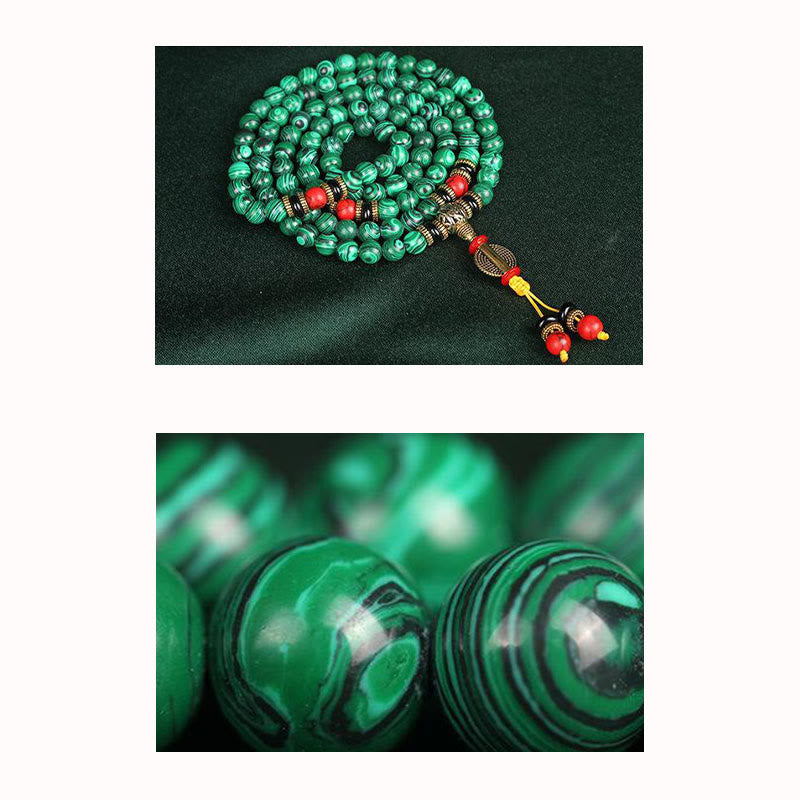 Carmiora tibetische 108 Mala Malachit Perlen Armband Halskette